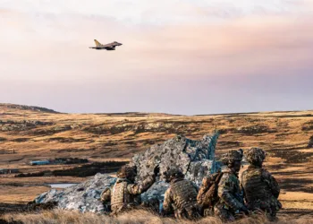 Ejercicios miliares del Reino Unido en las Islas Malvinas. Crédito: BFSAI