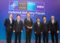 El secretario general de la OTAN, Mark Rutte (tercero por la izquierda), con representantes del Cuarteto Indo-Pacífico (de izquierda a derecha): el ministro de Defensa de Nueva Zelanda, Chris Penk; el presidente de Corea del Sur, Lee Jae Myung; el ministro de Asuntos Exteriores de Japón, Toshimitsu Motegi; el ministro de Defensa, Shinjiro Koizumi; y el ministro de la industria de defensa de Australia, Pat Conroy, en Ankara, capital de Turquía, el martes. Foto: Kyodo