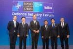 El secretario general de la OTAN, Mark Rutte (tercero por la izquierda), con representantes del Cuarteto Indo-Pacífico (de izquierda a derecha): el ministro de Defensa de Nueva Zelanda, Chris Penk; el presidente de Corea del Sur, Lee Jae Myung; el ministro de Asuntos Exteriores de Japón, Toshimitsu Motegi; el ministro de Defensa, Shinjiro Koizumi; y el ministro de la industria de defensa de Australia, Pat Conroy, en Ankara, capital de Turquía, el martes. Foto: Kyodo