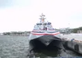 ROCS Tan Chiang (丹江, PGG-627), la primera corbeta catamarán de la clase Tuo Chiang, lote 2. Créditos: Captura de pantalla del vídeo difundido por la Oficina Presidencial de Taiwán.