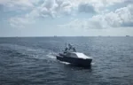 El vehículo de superficie autónomo Corsair, fabricado por Saronic Technologies Inc., es capaz de transportar 1,000 libras durante aproximadamente 1,000 millas náuticas, según la compañía. Fuente: Saronic Technologies