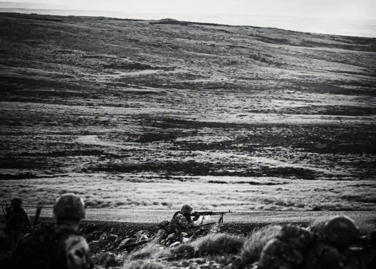 Ejercicios miliares del Reino Unido en las Islas Malvinas. Crédito: BFSAI