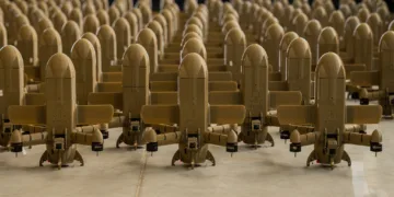 Los drones interceptores STING son sistemas FPV equipados con Hornet Vision para interceptar drones de ataque como Shahed y Gerbera. Créditos: Wild Hornets.