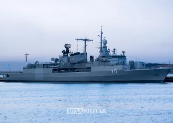 Destructor ARA Almirante Brown de la Armada Argentina en Ushuaia. Crédito: Alejo Sanchez Piccat / Zona Militar