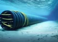 Un cable submarino de fibra óptica en el fondo del océano. Imagen ilustrativa