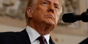 Donald Trump, Presidente de los Estados Unidos, dando un discurso