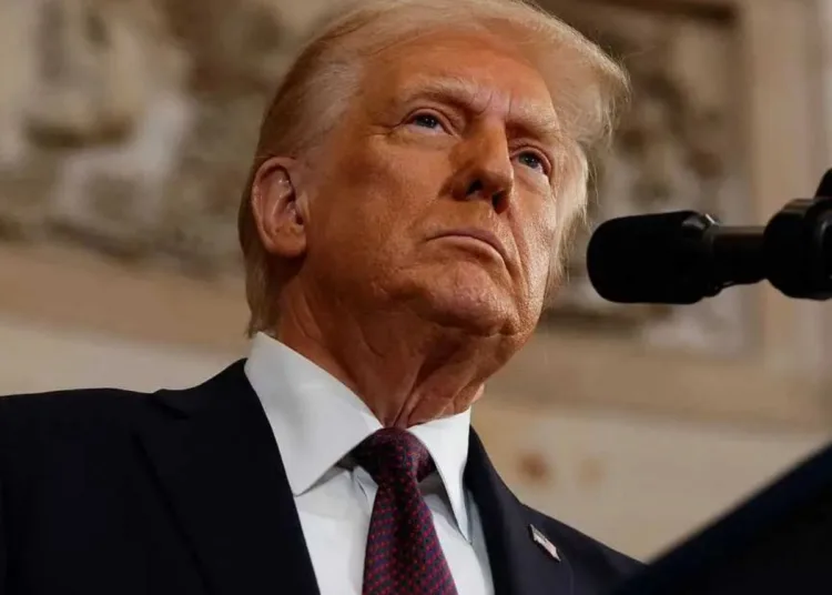 Donald Trump, Presidente de los Estados Unidos, dando un discurso