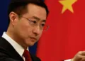 El portavoz y vocero del Ministerio de Relaciones Exteriores de China, Lin Jian, en una conferencia de prensa