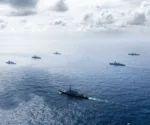 Buques multinacionales navegan en formación durante el ejercicio Pacific Dragon en el Océano Pacífico, el 11 de agosto de 2024. Imagen ilustrativa.