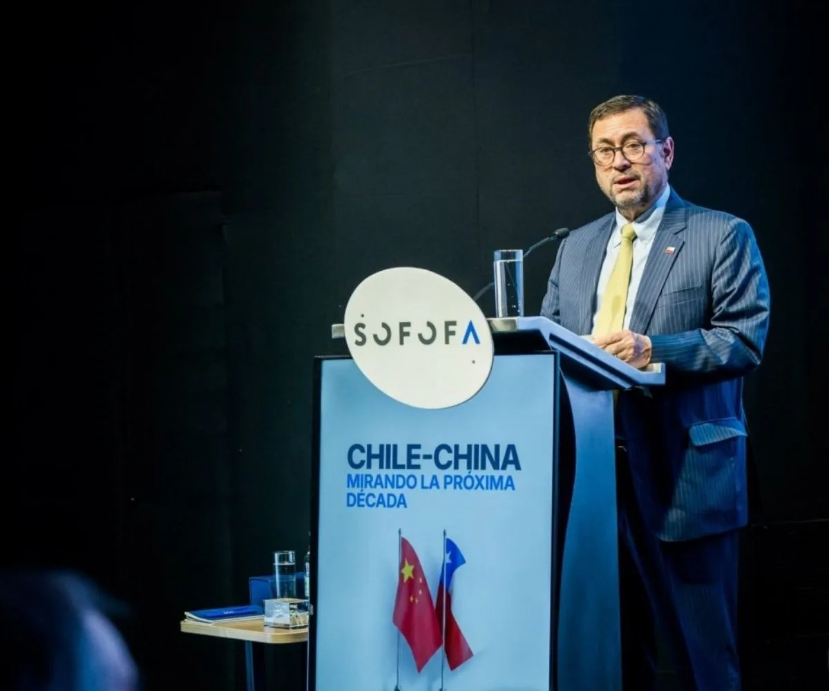 El ministro de Relaciones Exteriores de Chile, Francisco Pérez Mackenna, en el marco del seminario “Chile-China: mirando la próxima década” organizado por la Sociedad de Fomento Fabril (SOFOFA)