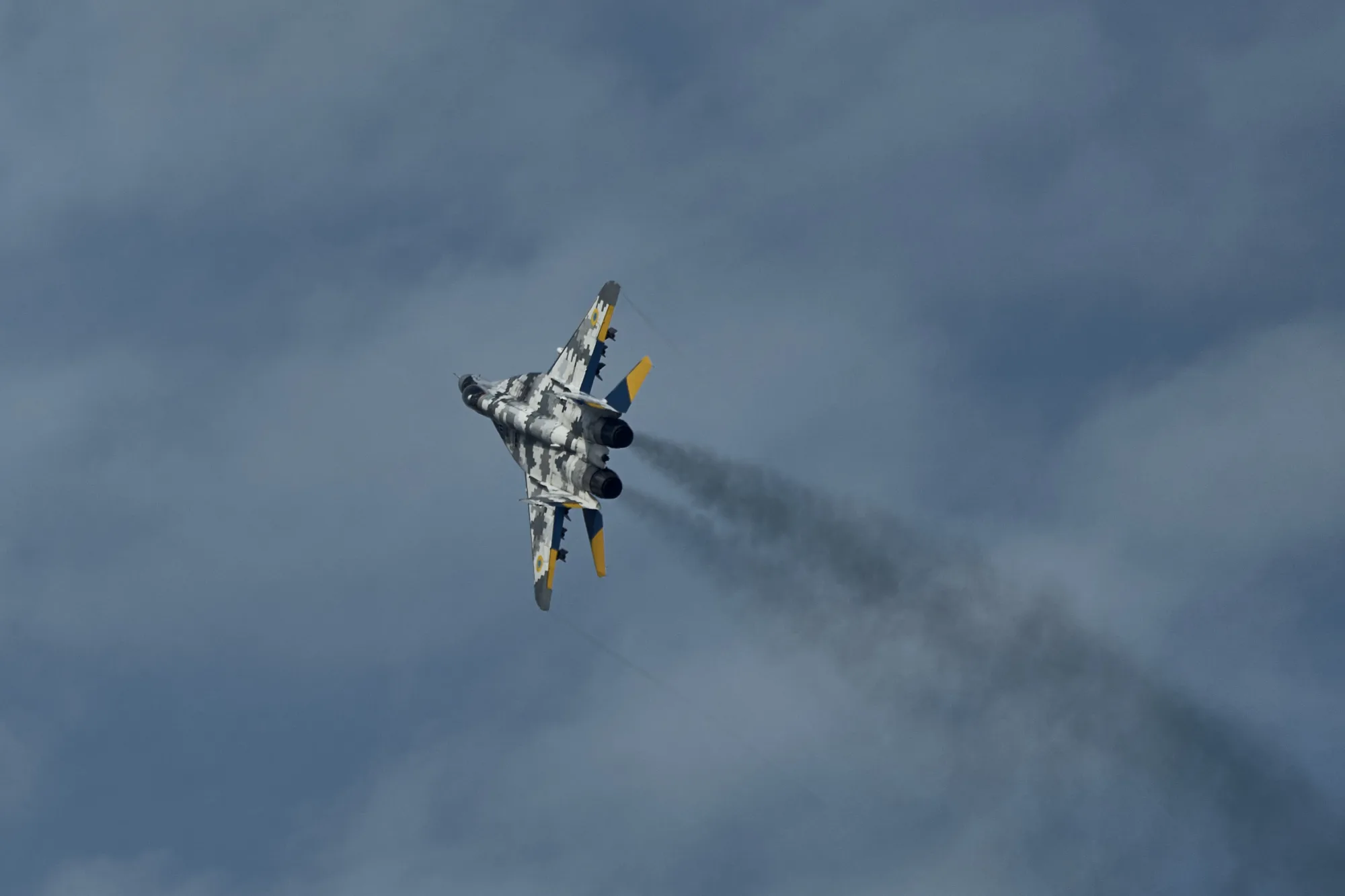 Un caza MiG-29 de la Fuerza Aérea de Ucrania durante una misión de combate en el este de Ucrania, el 1 de agosto de 2023. Créditos: Libkos vía Getty Images.