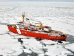Canadian icebreaker the Louis St Laurent breaks ice in 2009 in the Arctic. Photograph: US Coast Guard Photo/Alamy