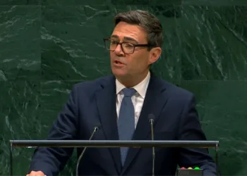 El Primer Ministro del Reino Unido, Andy Burnham en la Asamblea General de la ONU. Crédito: ONU