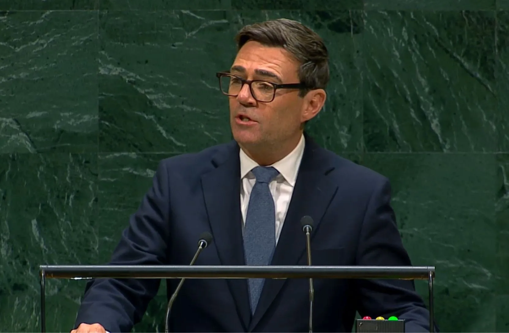 El Primer Ministro del Reino Unido, Andy Burnham en la Asamblea General de la ONU. Crédito: ONU