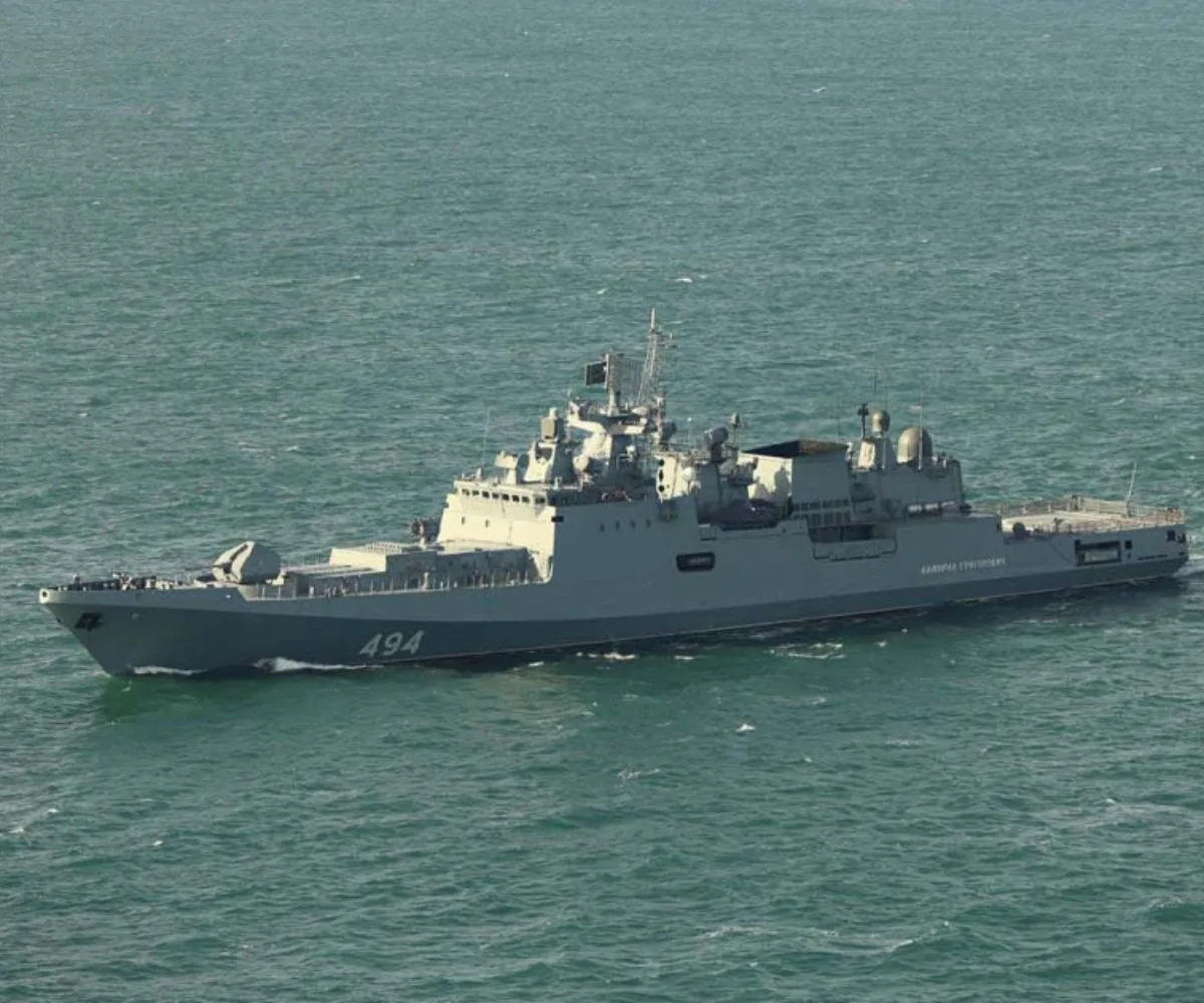 La fragata rusa Almirante Grigorovich, captada por un helicóptero Wildcat británico. Imagen ilustrativa