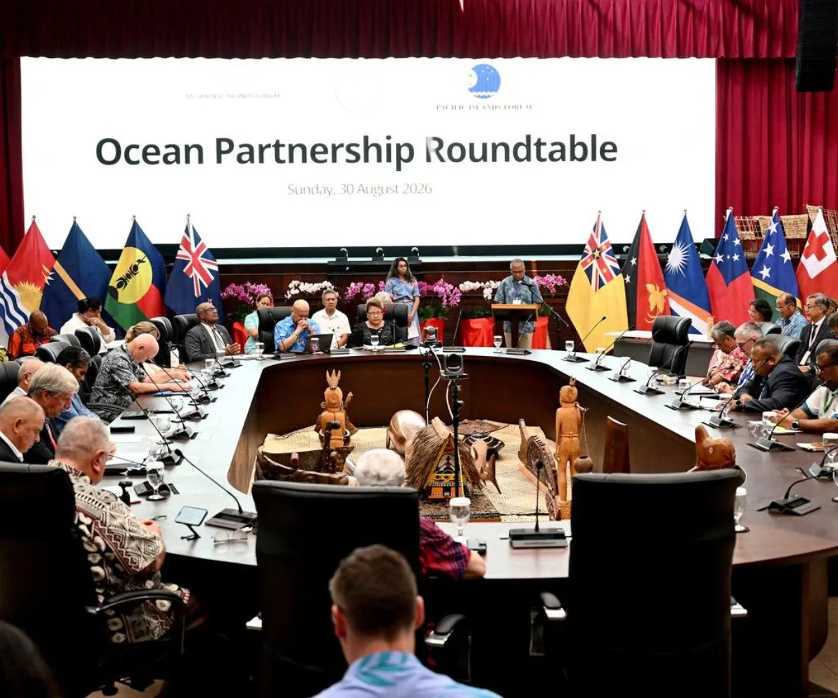Los líderes de las islas del Pacífico asisten a la Mesa Redonda de la Alianza Oceánica en Koror, Palaos, el 30 de agosto de 2026, antes de la 55.ª Reunión de Líderes del Foro de las Islas del Pacífico