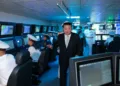 Ceremonia de comisionado del destructor naval Kang Kon en el puerto de Wonsan, Corea del Norte, el 6 de septiembre de 2026, con Kim Jong Un presente junto a su hija y esposa. Créditos: CCTVAsiaPacific.