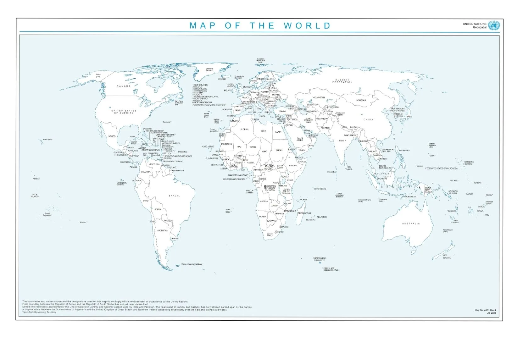 Nuevo mapa adoptado por la ONU