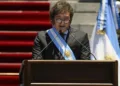 Javier Milei dando su primer discurso como Presidente de la Nación Argentina. Imagen ilustrativa.
