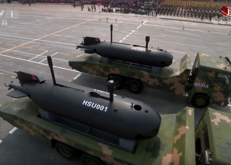 Los drones submarinos HSU-001 se expusieron por primera vez. Créditos: CCTV.