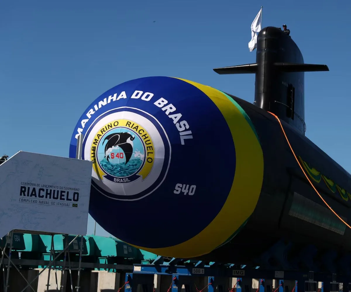 El submarino "Riachuelo", construido por el Programa de Desarrollo de Submarinos (PROSUB), durante la ceremonia de inauguración en Itaguai el 14 de diciembre de 2018. Imagen ilustrativa.