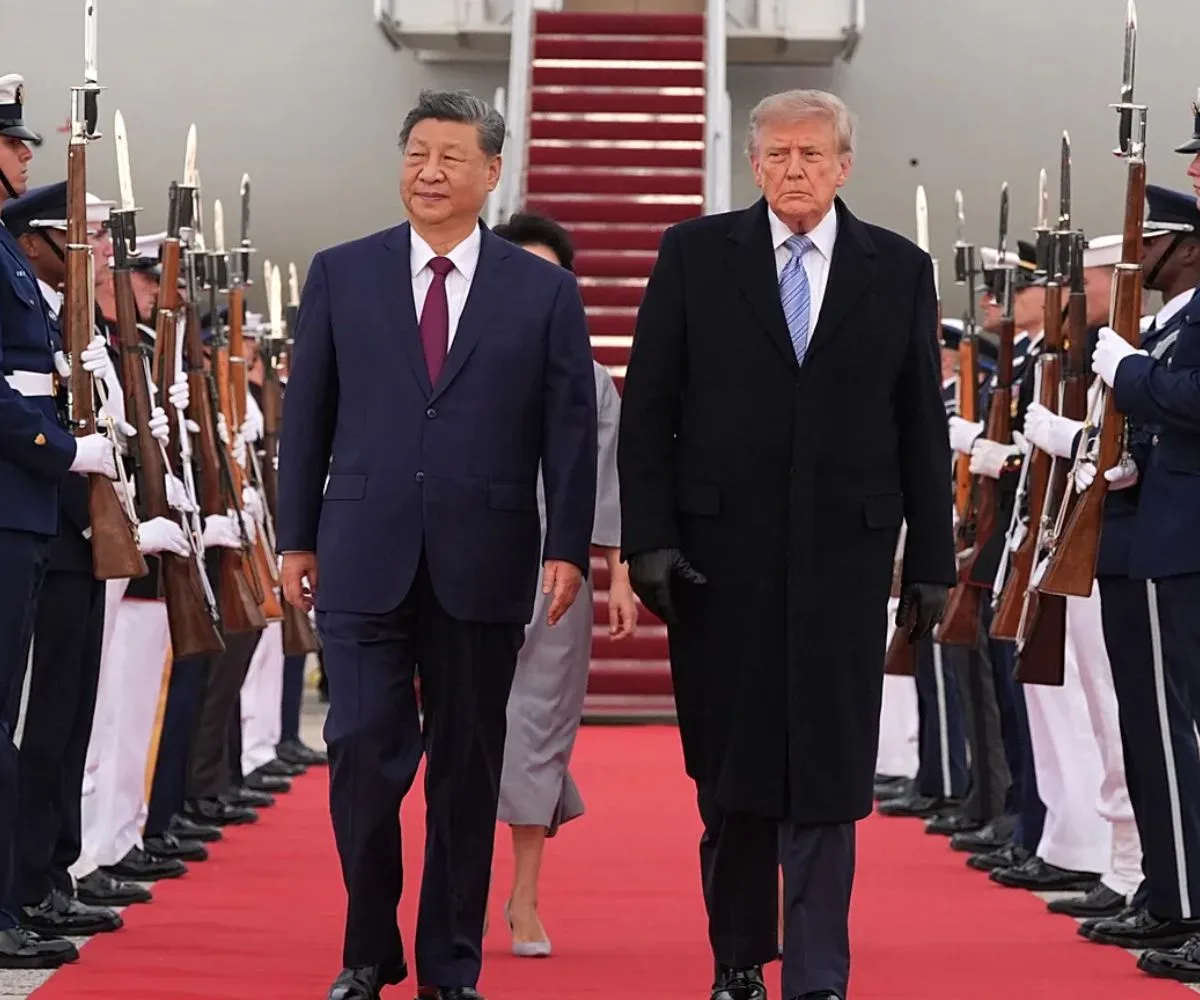 Donald Trump, presidente de Estados Unidos, recibe a Xi Jinping, presidente de China, tras su llegada a EE.UU.