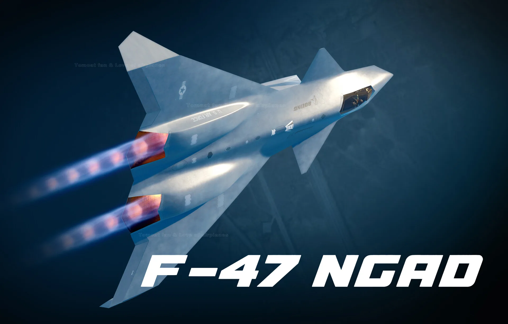 Imágenes conceptuales 3D de un caza F-47 para la Fuerza Aérea de EE.UU. Créditos: @tomcat_fans
