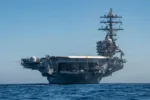 El USS Ronald Reagan (CVN 76) navegando en el Océano Pacífico el 4 de octubre de 2026 en el área de operaciones de la Tercera Flota de EE. UU. Créditos: Jaron Wills / Armada de EE. UU.
