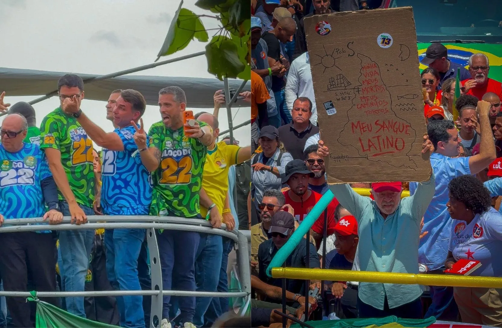 Flavio Bolsonaro y Lula da Silva cerraron su campaña en distintos puntos de Brasil. Crédito: Bruno Diforti / Escenario Mundial