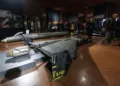 Restos y componentes de un dron "UAV tipo Geran-4" con sus elementos electrónicos expuestos. Créditos: Presidencia de Ucrania.
