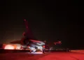 F-16 en pista nocturna al norte de Chile. Créditos: Fuerza Aérea de Chile.