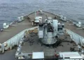 El patrullero Británico HMS Medway desplegado en las Islas Malvinas realizó ejercicios de tiro. Crédito: redes sociales