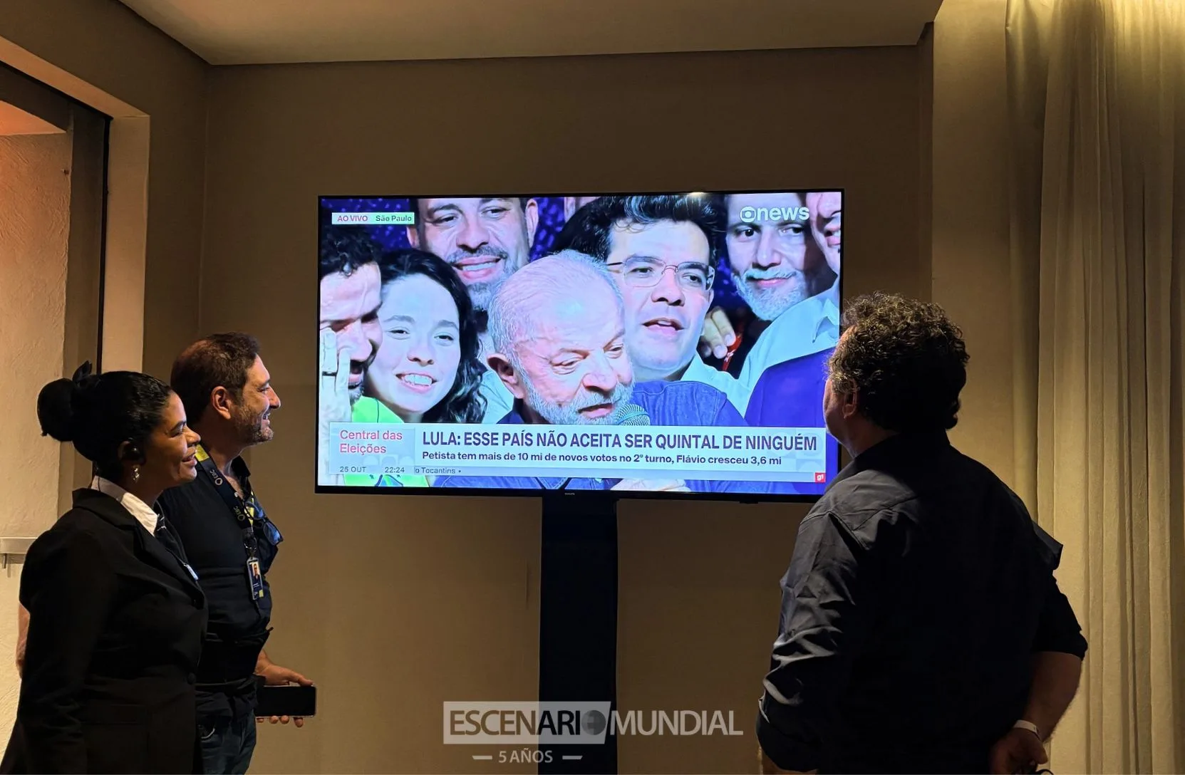 Desde el bunker de Lula en Sao Pablo se siguieron las palabras del presidente. Crédito: Indiana Ubelhartt / Escenario Mundial
