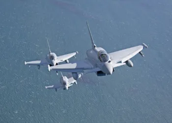 Caza Eurofighter Typhoon perteneciente a 1435 Flight desplegado en las Islas Malvinas. Créditos: British Forces South Atlantic.