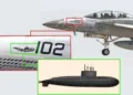 Una rara marca de "Sub Buster" en un F/A-18F Super Hornet del VFA-41 apunta a una posible participación en un ataque estadounidense contra un submarino iraní durante la Operación Furia Épica (Fuente de la imagen: Jeff Rojas / USNI / Editado por Army Recognition Group).