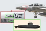 Una rara marca de "Sub Buster" en un F/A-18F Super Hornet del VFA-41 apunta a una posible participación en un ataque estadounidense contra un submarino iraní durante la Operación Furia Épica (Fuente de la imagen: Jeff Rojas / USNI / Editado por Army Recognition Group).