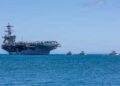 El portaaviones de la clase Nimitz USS Theodore Roosevelt (CVN 71) regresa a la Base Conjunta Pearl Harbor-Hickam para participar en los eventos finales del Ejercicio Rim of the Pacific 2026, el 28 de julio de 2026. Créditos: Armada de EE.UU.