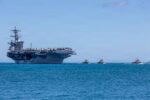 El portaaviones de la clase Nimitz USS Theodore Roosevelt (CVN 71) regresa a la Base Conjunta Pearl Harbor-Hickam para participar en los eventos finales del Ejercicio Rim of the Pacific 2026, el 28 de julio de 2026. Créditos: Armada de EE.UU.