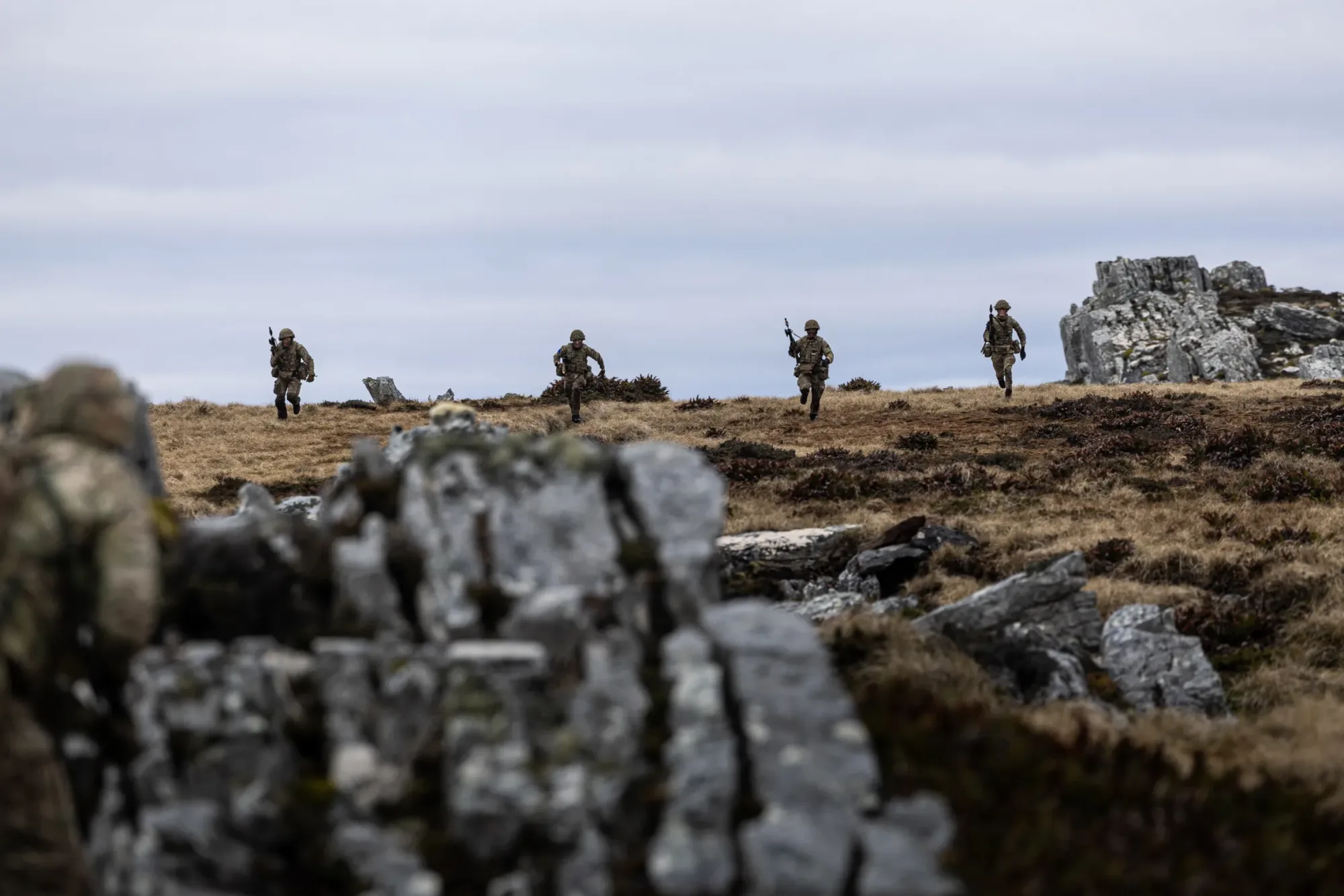 Ejercicios militares en las Islas Malvinas. Crédito: The Times